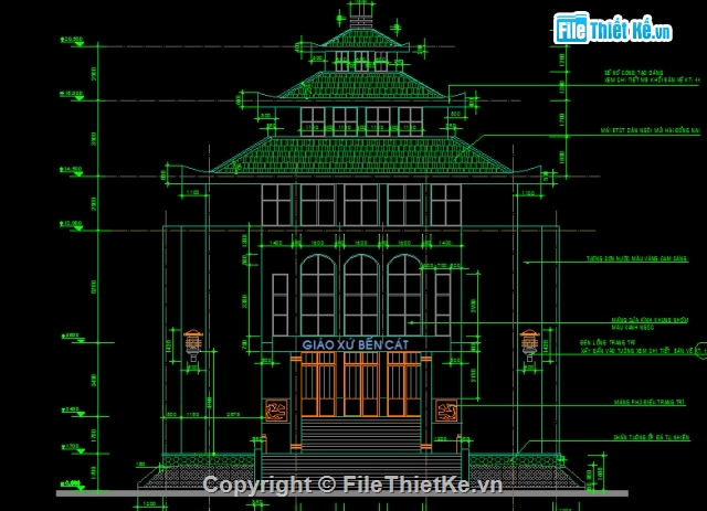 Bản vẽ autocad,nhà thờ Bến Cát- Gò Vấp,thiết kế nhà thờ,bản vẽ nhà thờ Bến Cát